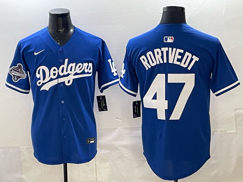Men 2025 Los Angeles Dodgers #47 Rortvedt Blue Game Nike MLB Jersey style 0013->los angeles dodgers->MLB Jersey